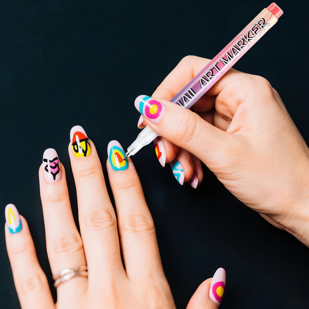Nails Art Marker Set 0 5mm Fine Tip Nail Drawing Pen Water-Based Quick Dry Solid Color Nail Art Drawing Tools for DIY Nail Decoration 12 Pieces
