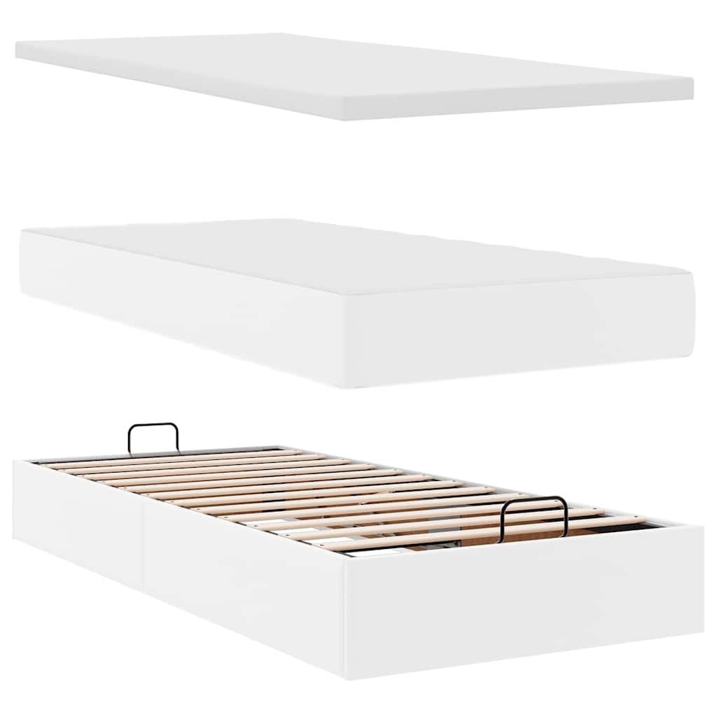 Ottoman Bed with Mattress White 80x200 cm Faux Leather