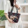 Peacock Canvas Tote Bag Embroidery Elephant Handbag Simple Ethnic Style Handbag  Grocery Handbags