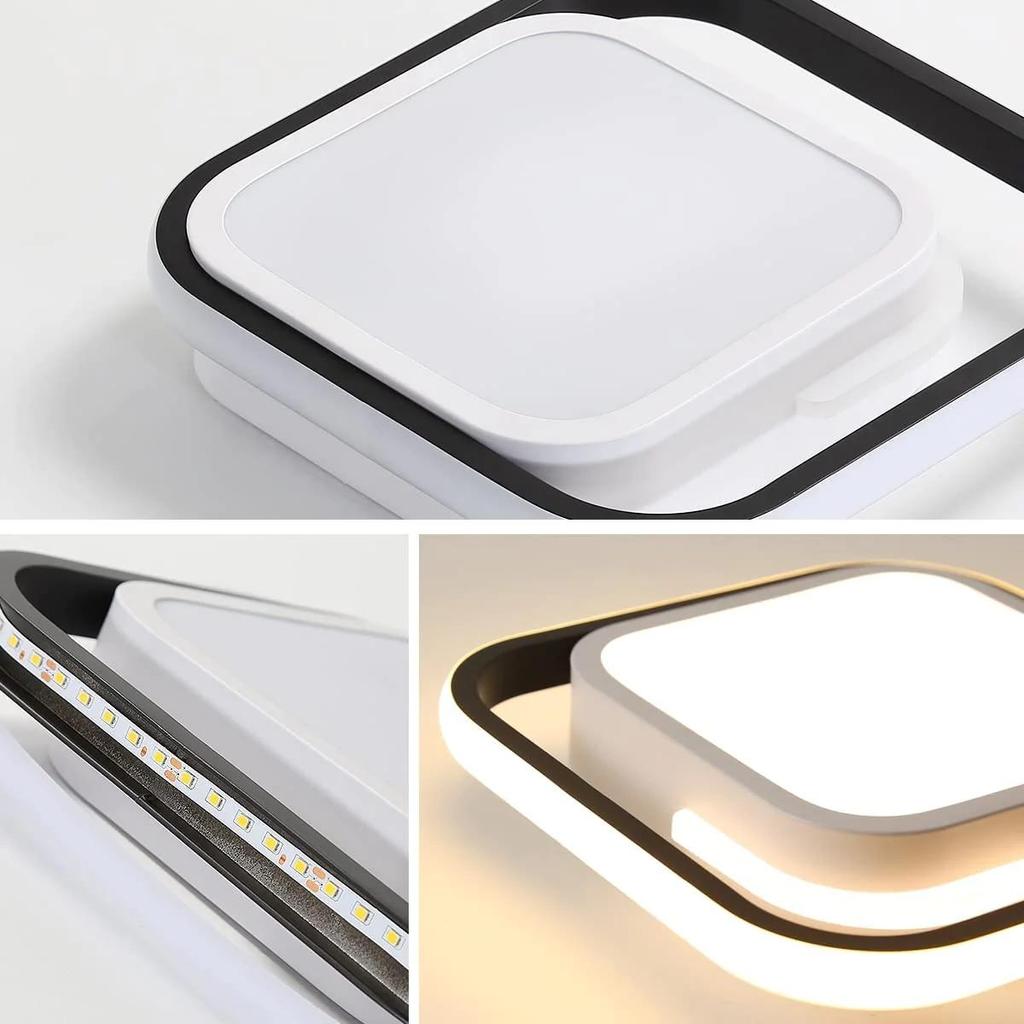 Светодиодный потолочный светильник, квадратный потолочный светильник, современный потолочный светильник, белый акриловый и металлический потолочный светильник для спальни, гостиной, кухни