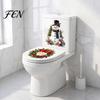 Holiday Wall Decals Christmas Snowman Wreath Toilet Sticker, Peel And Stick Bathroom Decor Waterproof PVC Sticker Decal, Removable Lid for
