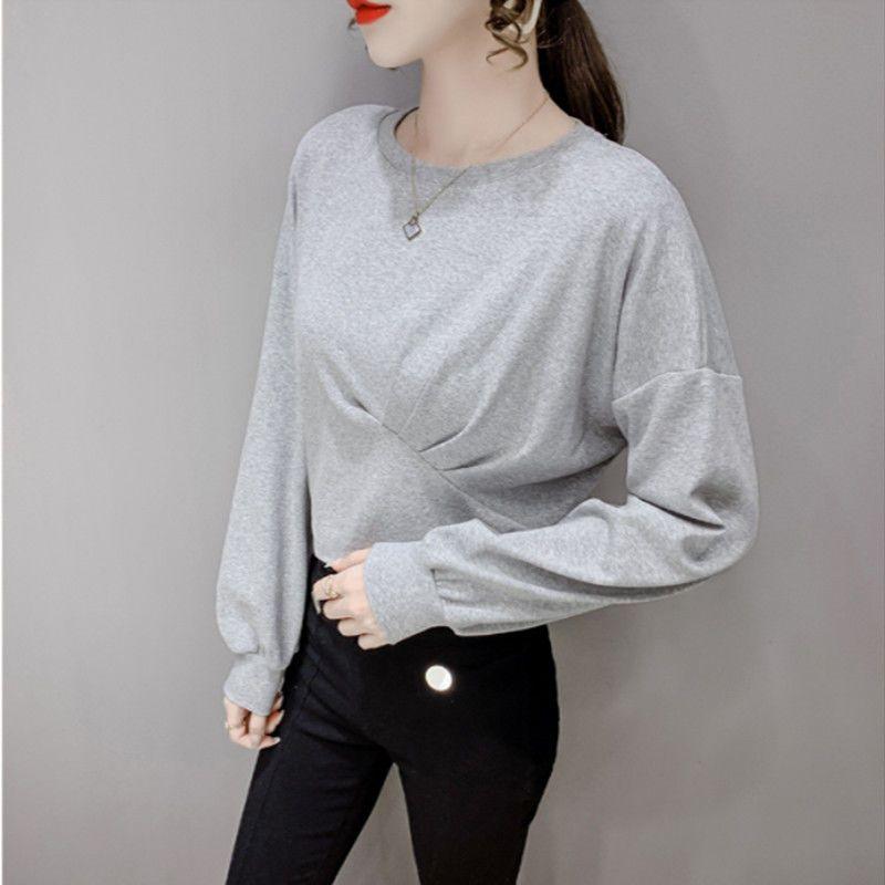 Маленькие и короткие стили в сочетании с пуловерами Женский весенне-осенний новый универсальный свободный модный базовый топ