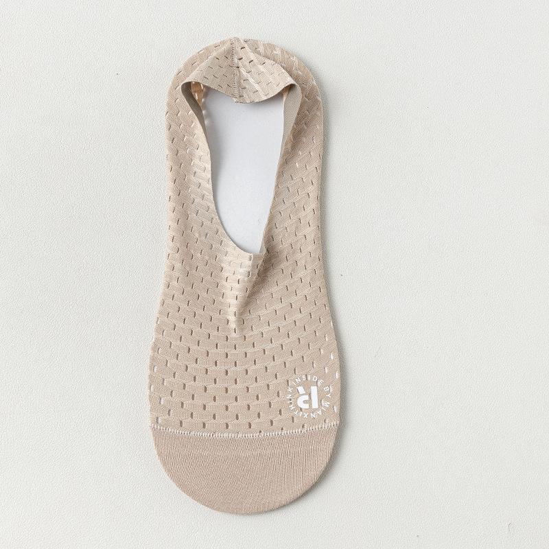 Summer Socks Hollow Out Mesh Breathable Invisible No Show Sock Slippers Solid Color Silicone Non-slip Low Cut Boat Socks