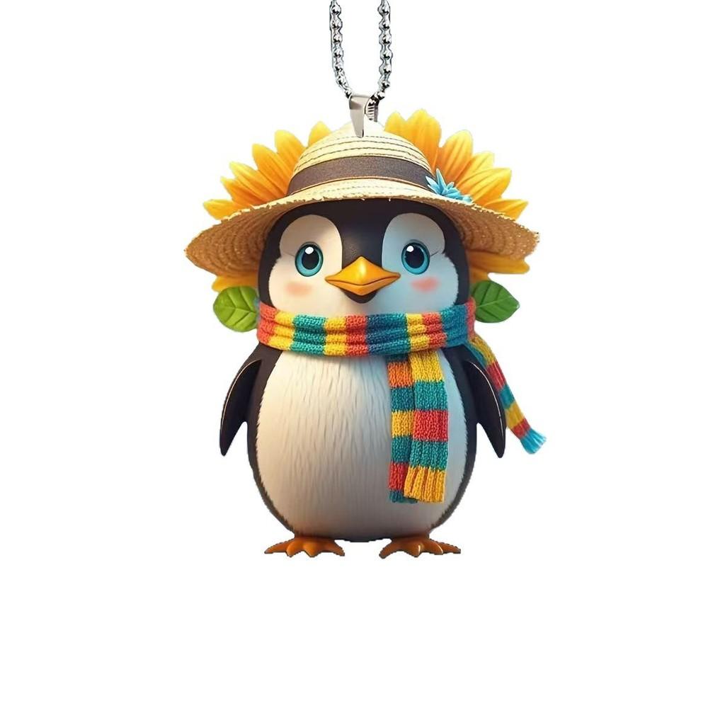 Scarf Cute Hat Penguin Cartoon Pattern Pendant Car Accessories Decoration