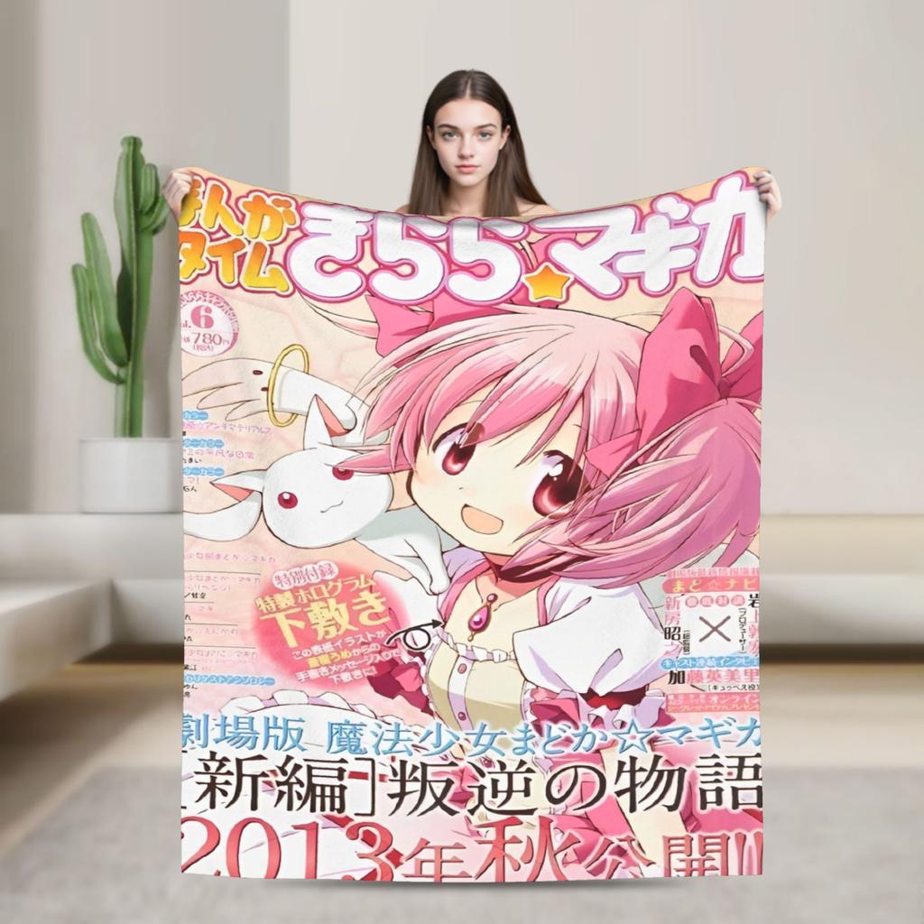 Puella Magi Madoka Magica Blanket Fleece Air Conditioning Cartoon Breathable Soft Throw Blankets for Home Plush Thin Quilt