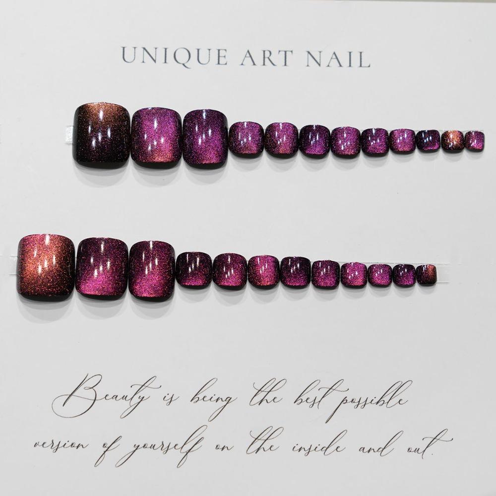 Short Length False Toe Nails Square Head Foot Nail Tips Detachable Press On Nails Women