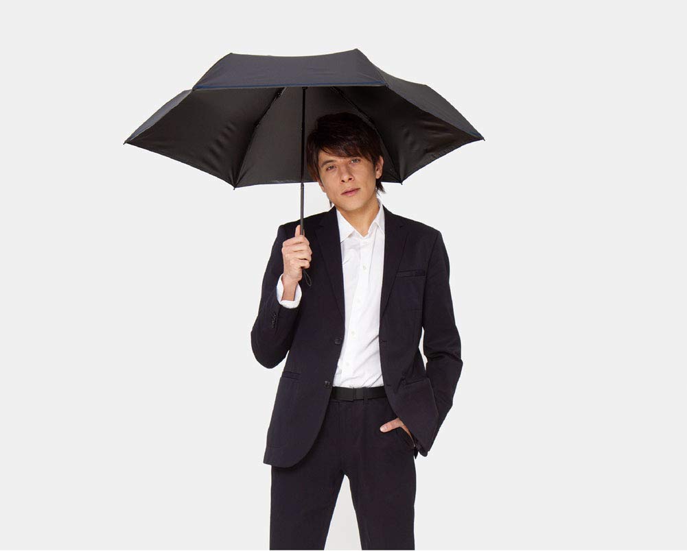 Mabu Folding Light 6 Wind Glass Fiber Rib For Both Sunny and Rainy Navy Blue Light UV For Both Sunny and Rainy Large For Folding Umbrella,