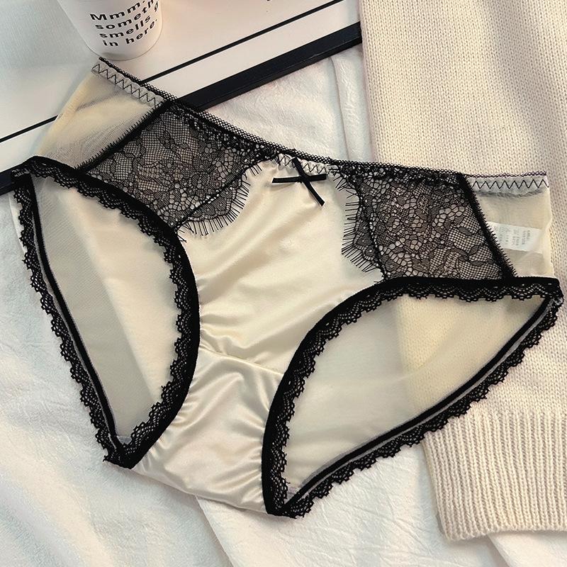 High Luxury Satin Lace Patchwork Pure Desire Sexy Panties Triangle Women’s Panties