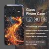 Эстетичный Чехол из Закаленного Стекла с Узором Огненного Пера Феникса для OPPO Reno 13F 12 11 10 ProPlus Find X8 X5 X3 PRO Lite