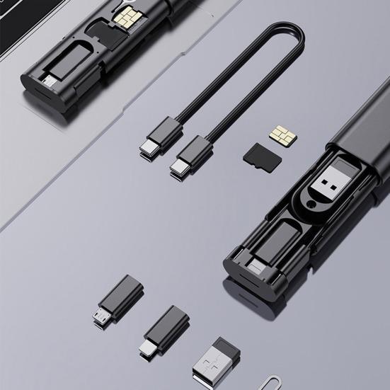 Многофункциональный дорожный комплект адаптеров со встроенным хранилищем кабеля для передачи данных. Адаптеры 6 в 1 для типа