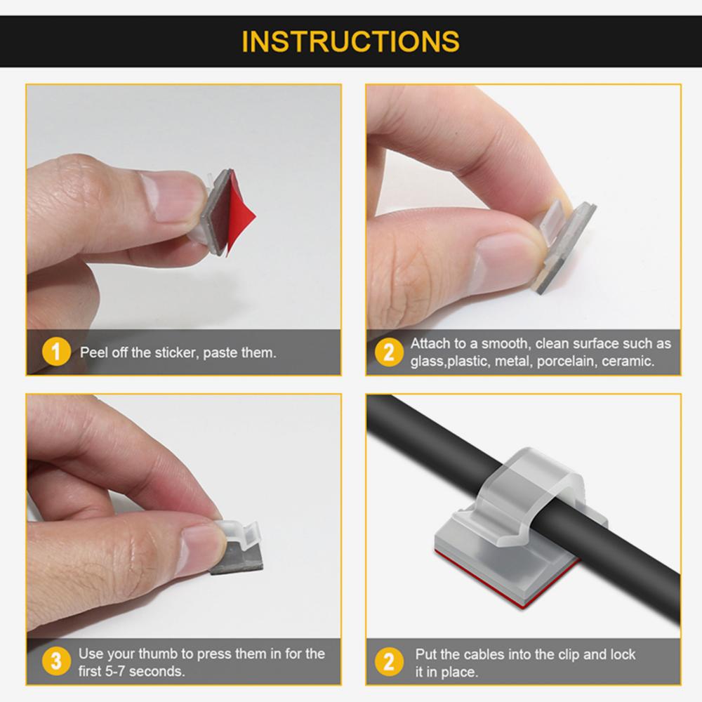 Plastic Self-adhesive Fastener Organizer Clamp Fixer Holder Wire Management Buckle Line Cable Clip