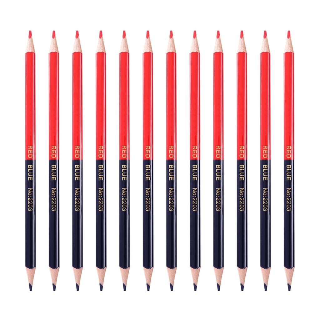 12 шт. карандашей для проверки, красные и синие карандаши, двухцветные карандаши, стираемые карандаши, предварительно заточенные для проверки раскрашивания