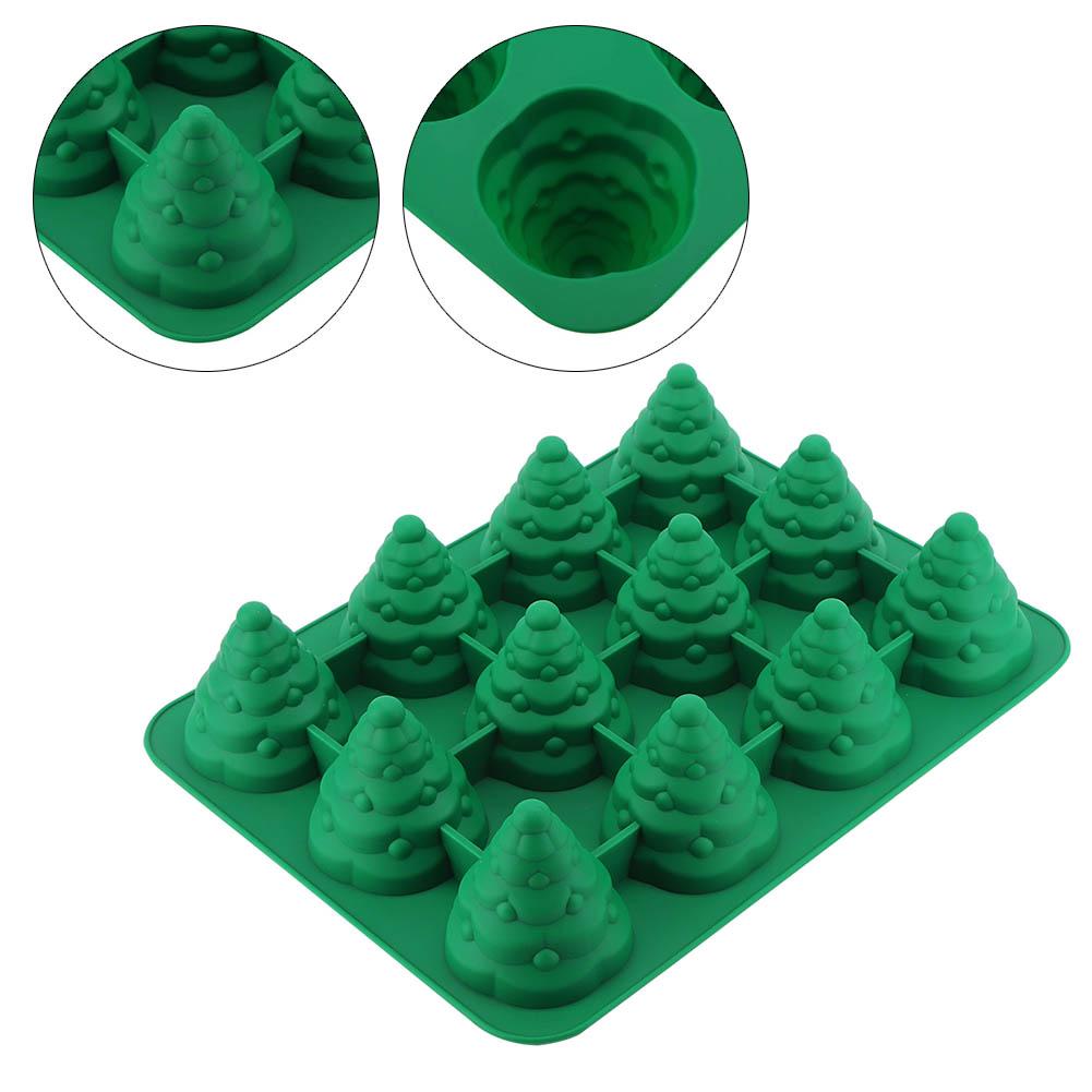 12 Hole Christmas Tree Silicone Mold Cake Mould for Mousse Chocolate Muffin Baking Tool