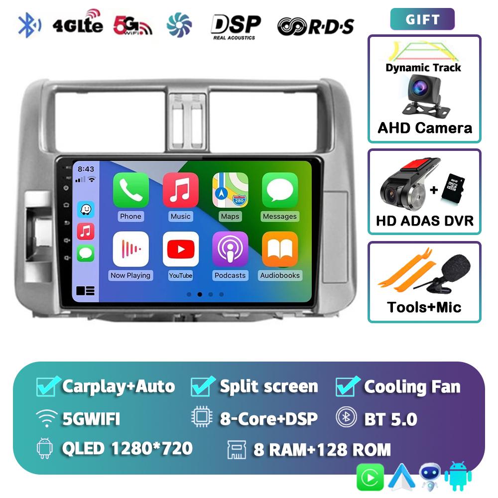 Android 14 Carplay автомобильное радио для Toyota Land Cruiser Prado 150 2009-2013 Мультимедийный видеоплеер Навигация Стерео Головное устройство DSP
