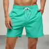 Men Beach Shorts Drawstring Waist Adjustable Fit Casual Shorts with Pockets Solid Color Versatile Shorts Daily Wear