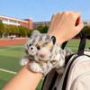 Pull-String Tail Wagging Cat Wristband Monkey Plush Slap Bracelet Toy with Moving Tail Portable Animal Doll Kids Gift