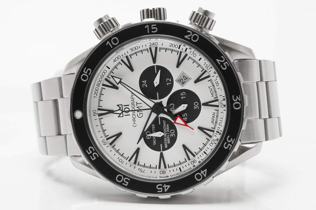 Часы Hyakuichi GMT Watch 20 ATM Водонепроницаемый хронограф Маленькая секундная стрелка Белая панда [HYAKUICHI 101] Для дайвинга Мужские