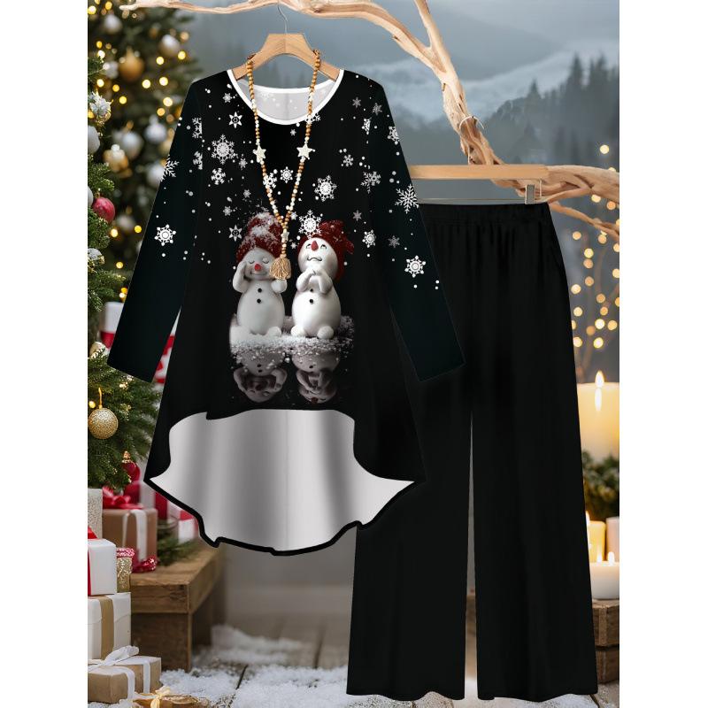 1116 Floral Print Suit Women's Long Sleeve Irregular Hoop Wide Leg Pants Casual Summer Large Size