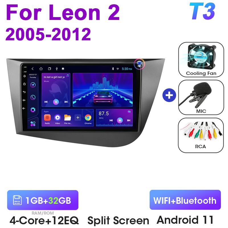 2 Din Android 12 автомобильный радиоприемник для Seat Leon 2 2005 - 2012 мультимедийный видеоплеер GPS 4G Carplay Auto Stereo RDS IPS DVD головное устройство