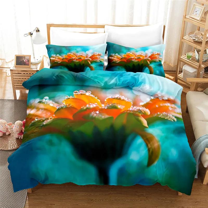 Wedding Duvet Set Cover Red Bedding Sets Double Size 2/3pcs Duvet Cover Sets Valentine's Day Quilt Cover Bed Linens Sets Flower