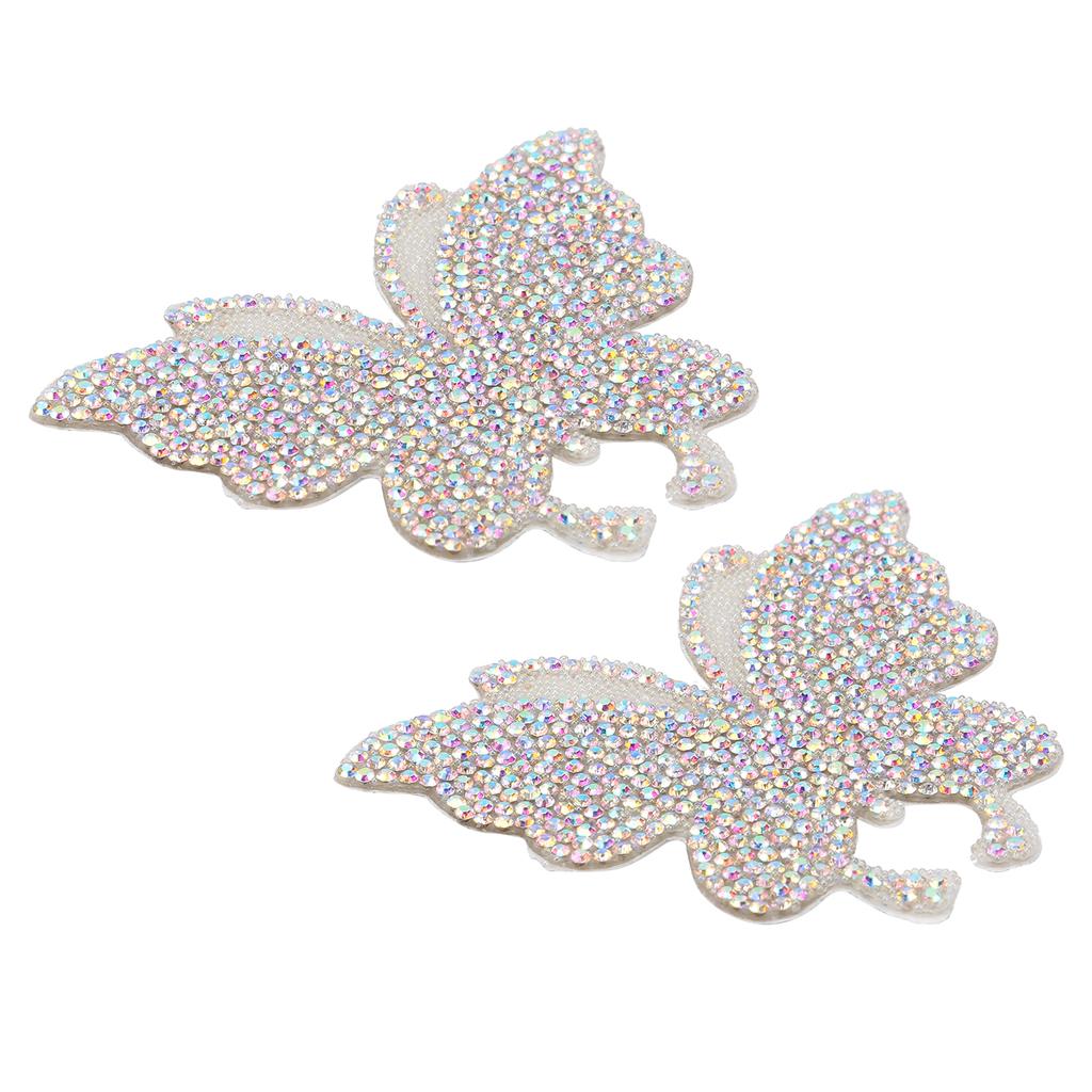 Crystal Butterfly Sticker Shiny Adhesive Hot Rhinestone for Decoration Clothing Automobile ComputerAB Color