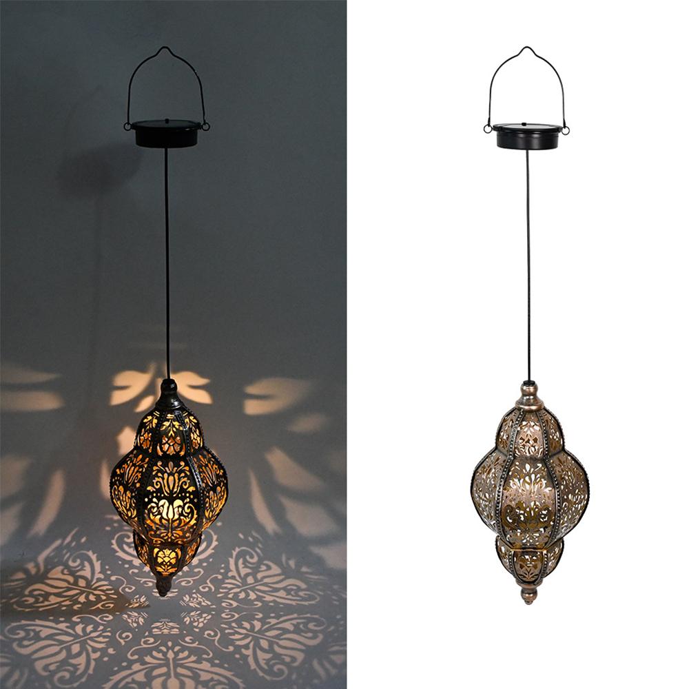 Уличные солнечные фонари Марокканский декоративный фонарь Водонепроницаемый декоративный свет Железная полая проекционная лампа для дома, вечеринки, праздника