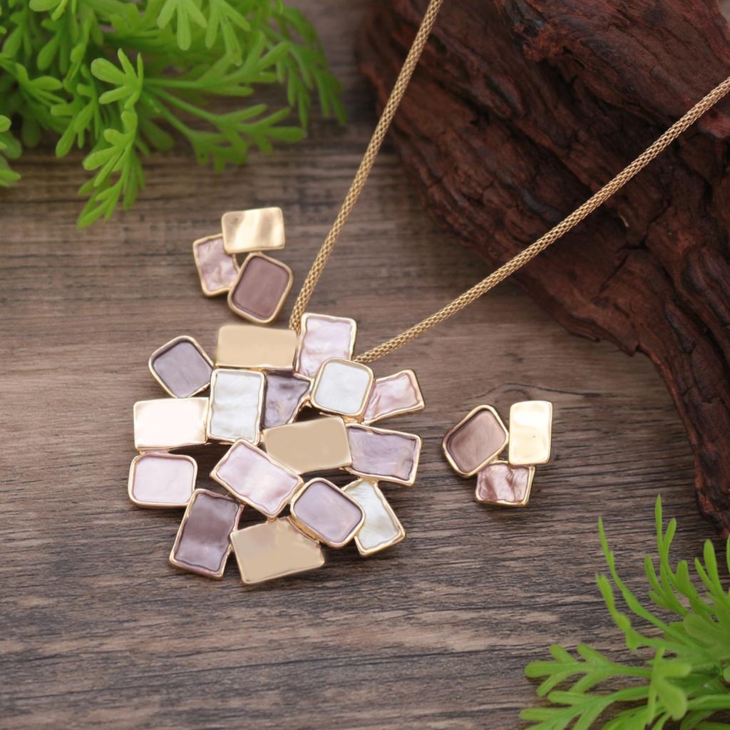 Новый набор серег-подвесок с геометрическими квадратами эмалевого цвета, женское преувеличенное нерегулярное квадратное ожерелье.