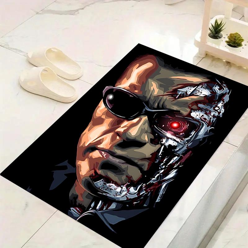 1Pc Cybernetic Humanoid Terminator Rug, Office Carpet Indoor Outdoor Doormat, Non-Slip, Comfortable, Living, Christmas Halloween, Xmas Gift En12