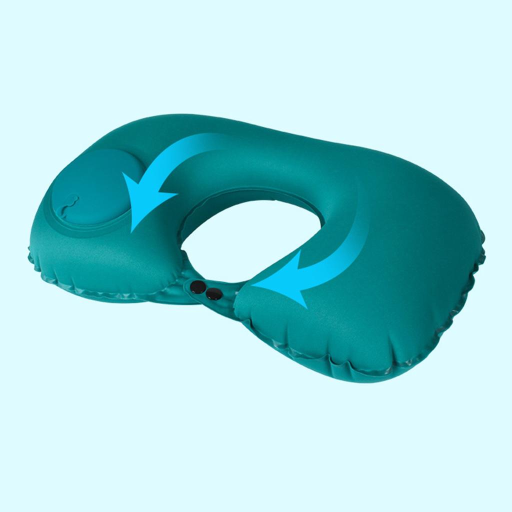 Inflatable U-Shaped Pillow With Push Button PVC Material For Travel And Rest