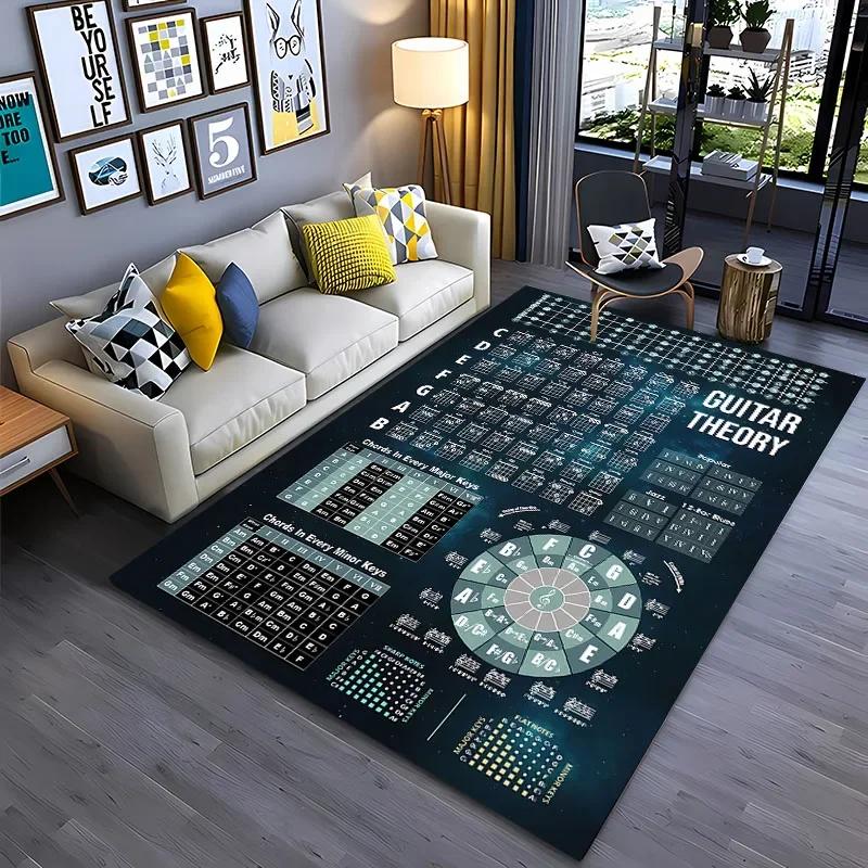 3D-коврик с базовой теорией гитарных аккордов, коврик для пианино, коврик для гостиной, коврик для спальни, коврик для дивана, придверный коврик, детский нескользящий напольный коврик