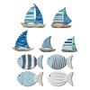 Wood Nautical Wall Decor Vintage Sailboat/Fish Wall Art Coastal Theme Wall Sculpture for Home Lake House Ocean Bathroom Decor