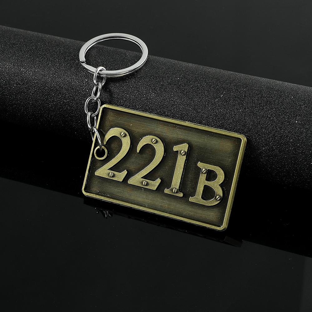 Movie Sherlock Metal Keychain Sherlock House Number 221B Nameplate Pendant Key Chain for Women Men Keyring Jewelry