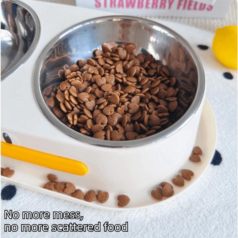 Stainless Steel Elevated Pet Feeder Anti Slip Pet Drinking Bowl with Stand  Neck Protection