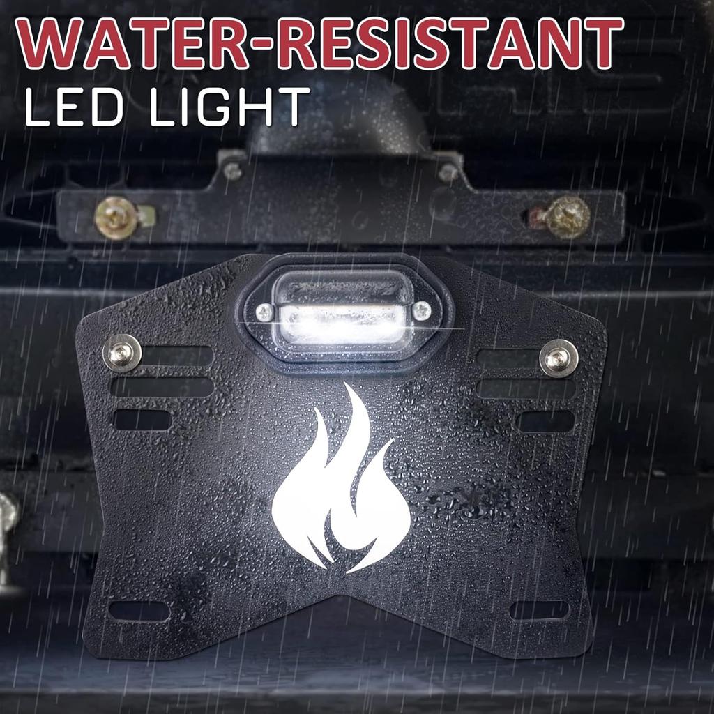 Starknightmt UTV License Plate Holder With Light, Universal Lighted License Plate Mount Bracket Compatible With Polaris Ranger RZR Can Am X3 Defender