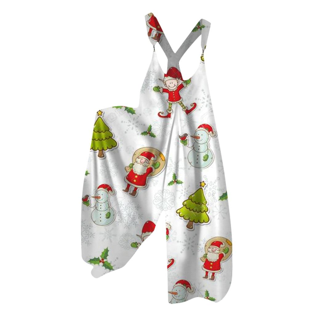 Женский летний комбинезон с рождественским принтом в винтажном стиле (Нерегулируемые ремни)
