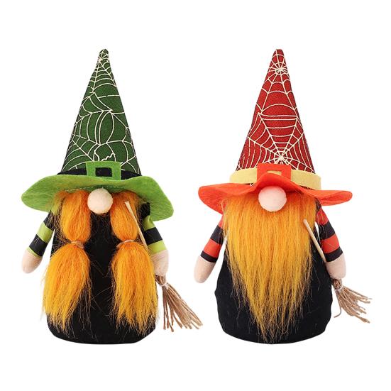 Stuffed Halloween Gnomes Faceless Doll Ornaments, Gnome Decorations, Cute Cloth Soft Felt Plush for Home Decor Party Atmosphere Table Display Pair of