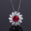 Jewelry simulation ruby ring women's European and American sterling silver needle s111 stud earrings fashion flower necklace