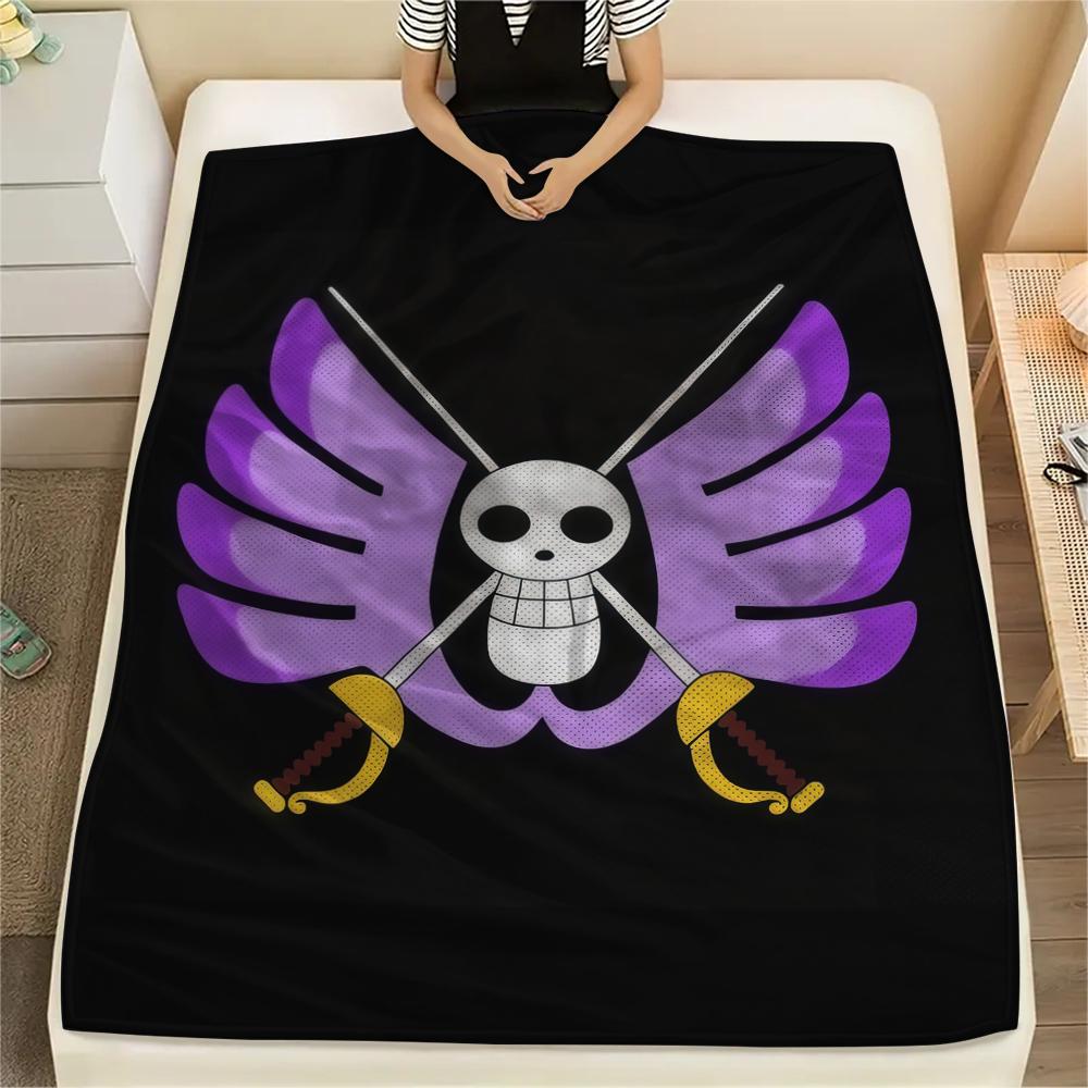 ONE PIECE Logo Flannel Blanket Charming Printed Pattern Fit For Bedroom Chair Sofa Bed Picnic Travel -HE30