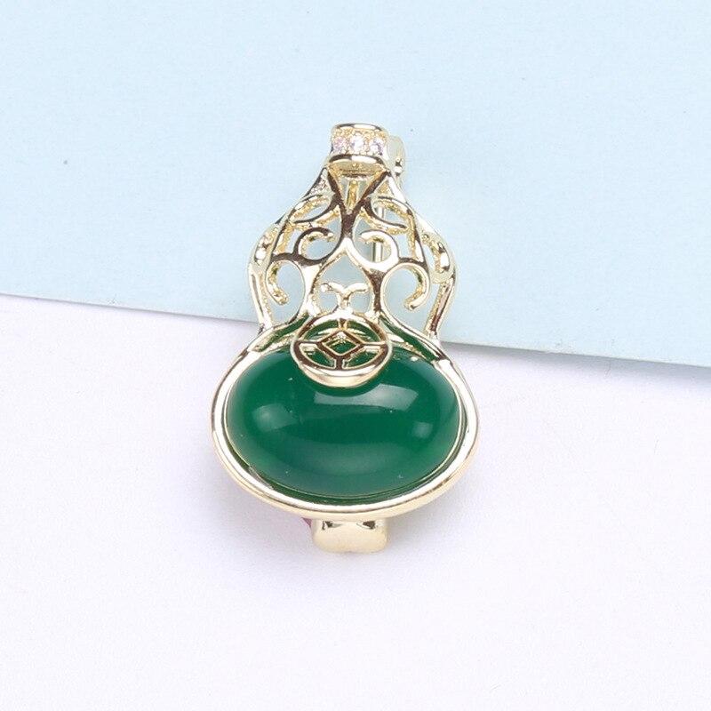 Blucome New Jewelry All-match Hollow Gourd Brooch Fulu Inlaid Hetian Jasper Women Pins Accessories