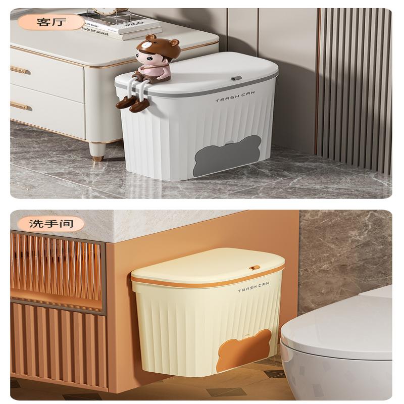 Kitchen Wastebasket Wall Mounted Trash Can With Lid Bathroom Trash Bin Garbage Can For Cabinet Under Sink Compost Bin