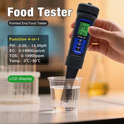 Новый цифровой pH-метр для продуктов 4 в 1 ЖК-дисплей EC TDS Темп pH-метр Тестер почвы Тестер pH для фруктов напитков сыра теста