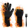 PHILORN Five-Finger Potholders, Heat-Resistant Mitts, Gloves for Barbecuing, Cooking, and More, Heat-Resistant Up To 800°C (Instant Temperature),