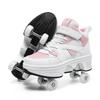 Roller Skates 6-15 Years Old Four-wheel Deformation Can Walk Can Skate Skates Girl Runaway Shoes