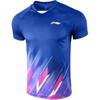 Li Ning Sports Удобная Тренировочная Фитнес Лого Футболка с Коротким Рукавом для Бадминтона Мужская Топы Темно-Темно-Синий AAYT537-1