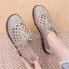2025 Summer Women's Soft Leather Woven Sandals Flat Comfortable Slides for Mom,Breathable Lightweight Soft-Sole Casual Shoes