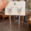 Shiny Zircon Long Pendant Earrings Gold Plated Stud Earrings Butterfly Tassel Drop Earrings  Party