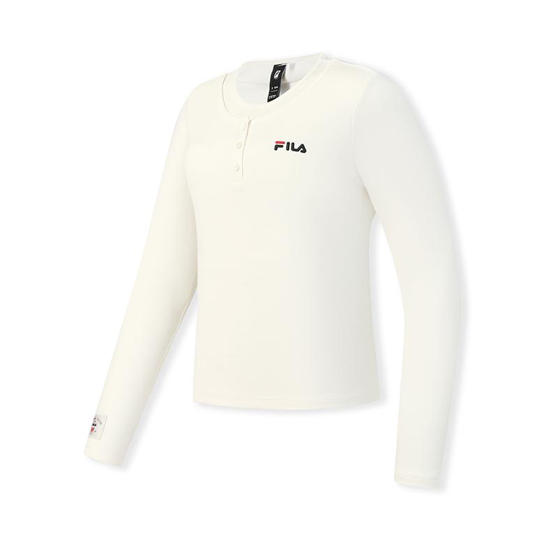 Fila Теннисная Мода Простая Классическая Ретро Спортивная Повседневная Удобная Футболка с Длинным Рукавом Женские топы Облачно-Белый A11W613219FIV