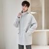 Men's Trench Coat Medium and Long New Spring and Autumn Trend High-end Sense Hooded Loose Casual Jacket