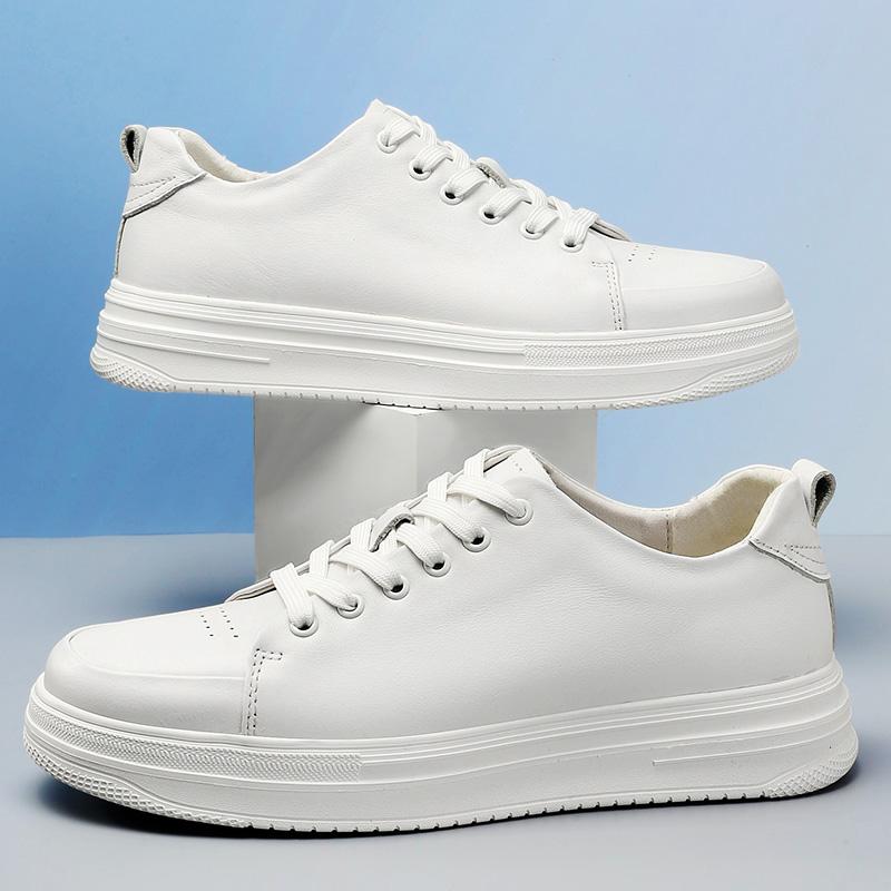Модные весенние белые повседневные туфли на шнуровке из натуральной кожи для мужчин, высококачественные нескользящие кроссовки для скейтбординга, удобные универсальные молодежные кроссовки