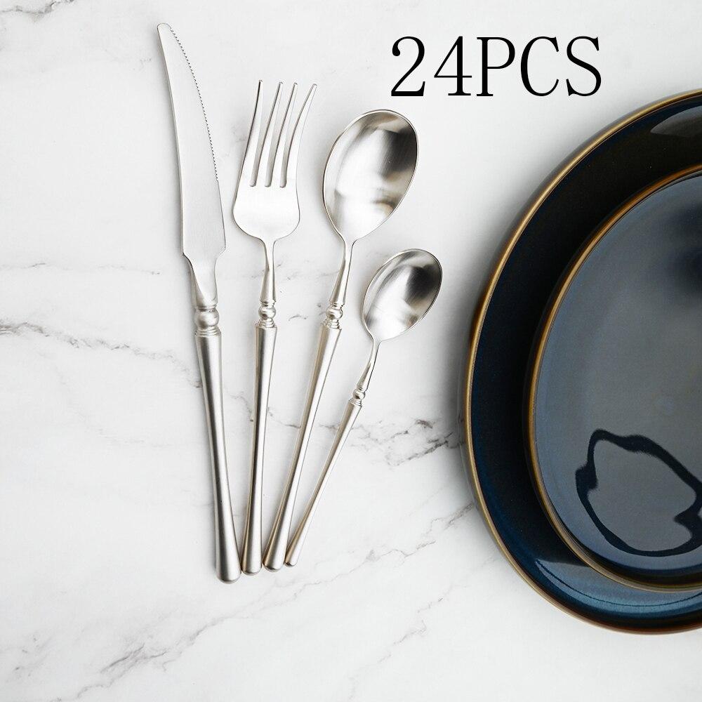 Золотые столовые приборы Набор столовой посуды Роскошные столовые приборы Наборы из стали 18/10 Качественная посуда Ножи Вилки Ложки Чайные ложки Вилки для кексов Обеденный набор